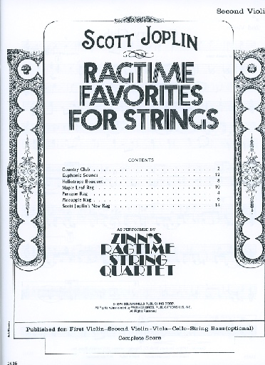 Alfred Music Joplin, Scott (Zinn): Ragtime Favorites for String Quartet (Violin 2)