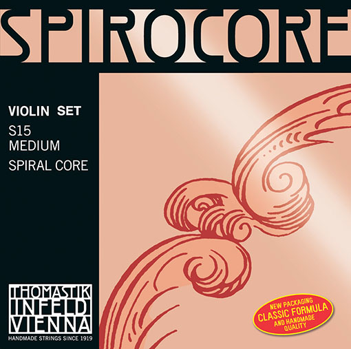 Thomastik-Infeld SPIROCORE violin string set, steel core, aluminum & chrome-wound, by Thomastik-Infeld