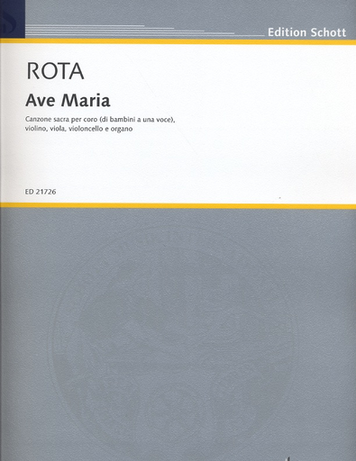 HAL LEONARD Rota, Nino: Ave Maria-- Canzone sacra percoro (di bambini a una voce, violin, viola, cello, organ