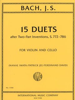 International Music Company Bach, J.S. (David): 15 Duets after Two-Part Inventions, S.772-786 (violin & viola) International