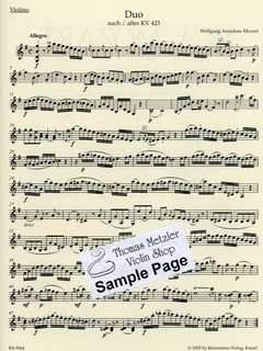 Barenreiter Mozart, W.A. (Berke): Duets for Violin and Viola, KV423 & 424 - URTEXT (violin & viola) Barenreiter