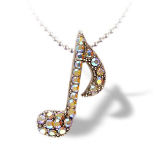 Lauren-Spencer Silver Crystal 8th Note Necklace