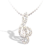 Lauren-Spencer Silver Crystal Treble Clef Necklace