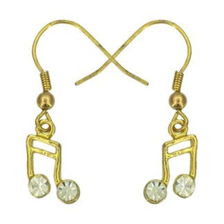 Lauren-Spencer Genuine Crystal, Gold-Colored 16th Note Earrings