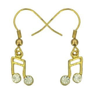 Lauren-Spencer Genuine Crystal, Gold-Colored 16th Note Earrings