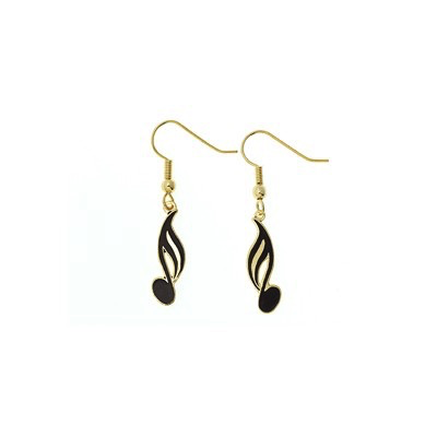 AIM Gifts Gold & Black-Colored 16th Note Earrings