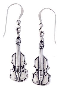 AIM Gifts Sterling Silver Earrings, Violin #1