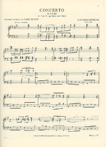 International Music Company Bottesini, Giovanni (Mensch): Concerto per Due Contrabassi (2 basses & piano)