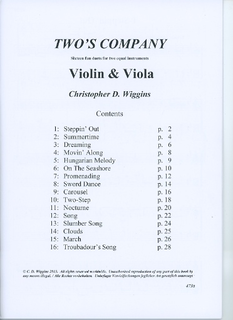 Wiggins, Christopher: Two's Company-Sixteen Little Duets for two equal instruments (violin & viola)