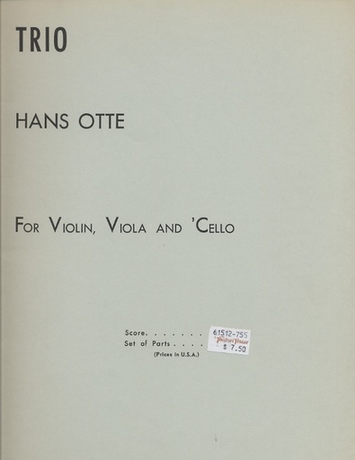 Carl Fischer Otte, Hans: Trio (violin, viola & cello)
