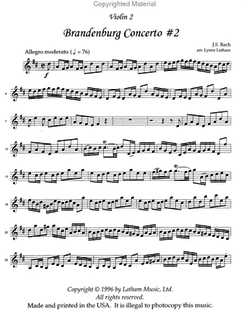 LudwigMasters Bach, J.S. (Latham): Brandenburg Concerto No. 2 (string quartet score & parts)
