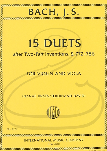 International Music Company Bach, J.S. (Iwata/David): 15 Duets after Two-Part Inventions, S.772-786 (violin & viola) International