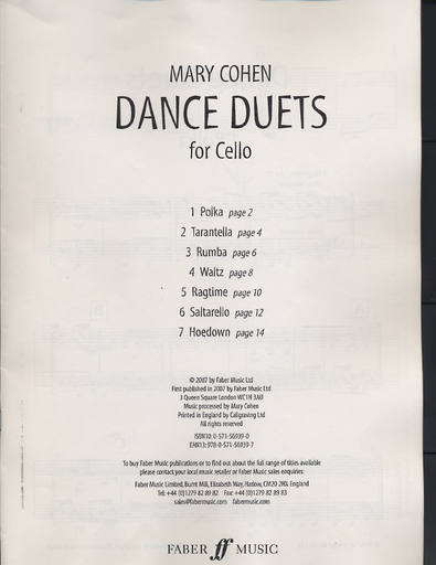 Faber Music Cohen, Mary: Dance Duets (2 cellos)