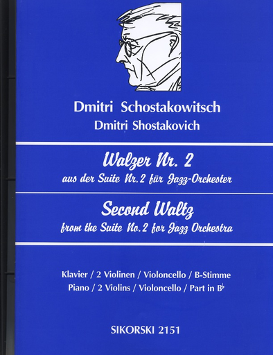 HAL LEONARD Shostakovich, Dmitri: Second Waltz from Jazz Suite #2 (Piano, 2 Violins, Cello)