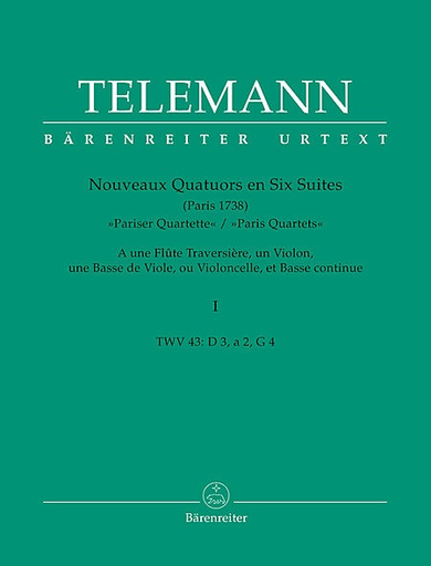 Barenreiter Telemann, G.P.: Paris Quartets Vol.1 (flute, violin, cello, piano) Barenreiter