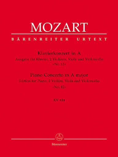 Barenreiter Mozart, W.A.: Quintet from Piano Concerto No.12 in A (2 violins, viola, cello, piano) Barenreiter