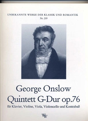 Onslow, Georges: Quintet Op.76 in g (violin, viola, cello, bass, piano)