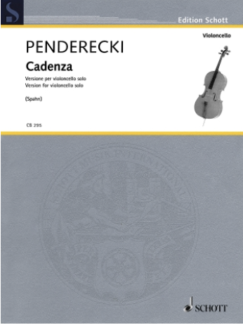 HAL LEONARD Pendrecki: Cadenza (cello solo) SCHOTT