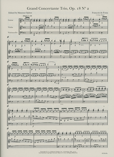 Carl Fischer de Fossa, Francois: SCORE Grand  Concertante Trio, Op. 18 No. 2 (guitar, violin and cello)