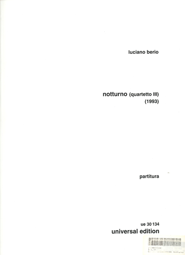 Carl Fischer Berio, L.:  Notturno for String Quartet III (score)