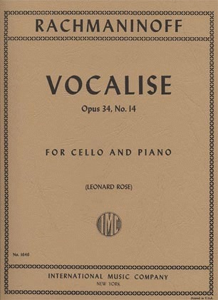 International Music Company Rachmaninoff (Rose): Vocalise, Op.34, No.14 (cello & piano)