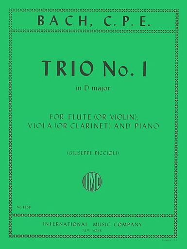 International Music Company Bach, C.P.E.: Trio No. 1 (violin (flute), viola (clarinet), piano)