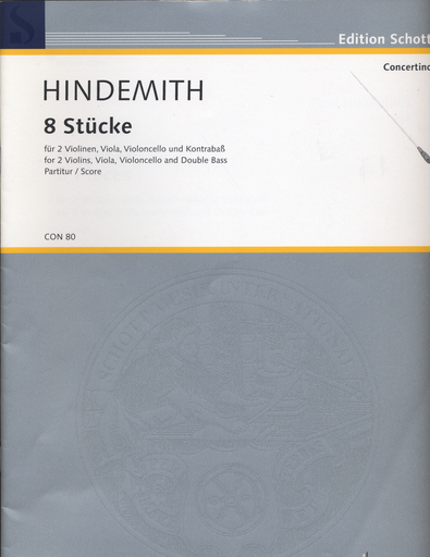 HAL LEONARD Hindemithe, Paul: SCORE Eight Pieces Op.44#3 (2 violins, Viola, Cello, Bass)