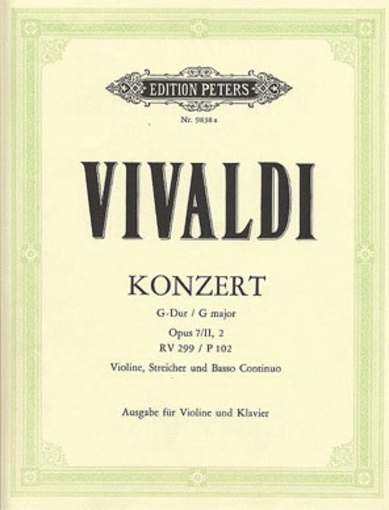 C F Peters Vivaldi A Concerto In G Op 7no 11 Rv299 Violin Piano Metzler Violin Shop