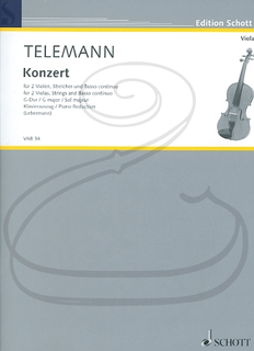 HAL LEONARD Telemann (Lebermann): Concerto in G Major (2 violas & piano reduction) Schott
