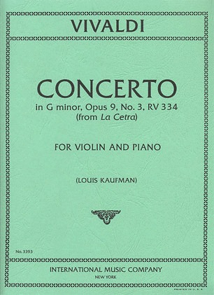 International Music Company Vivaldi, A.: Concerto Op.9 No.3 in g minor from ''La cetra''(violin & piano)