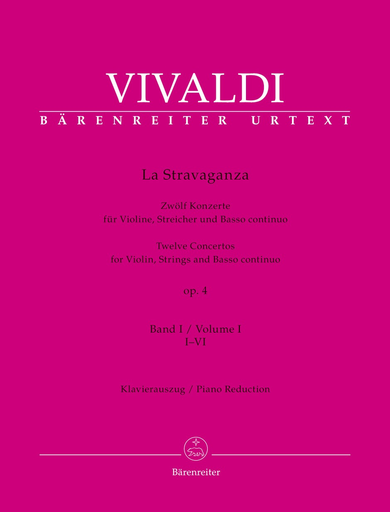 Barenreiter Vivaldi: La Stravaganza, 12 concertos, op 4, Volume 1 (violin, piano) Barenreiter