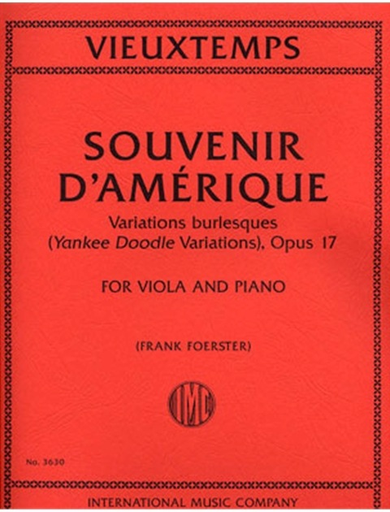 International Music Company Vieuxtemps, Henri: Souvenir d'Amerique, Yankee Doodle Var., Op.17 (viola/piano)