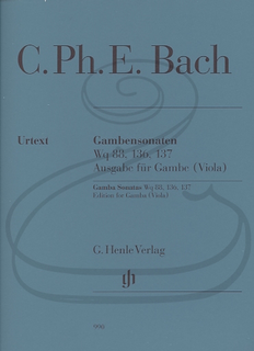HAL LEONARD Bach, C.Ph.E. (Ensslin/Heinemann): Gamba Sonatas, Wq88, 136, 137 - URTEXT (viola & piano) Henle