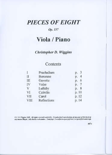 Wiggins, Christopher: Pieces of Eight, op.157 (viola & piano)