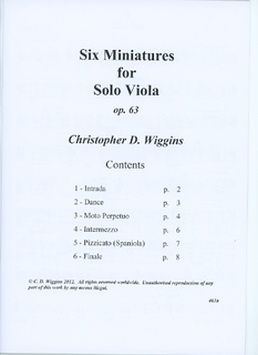 Wiggins, Christopher: Six Miniatures, op.63 (solo viola)