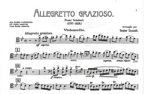 Carl Fischer Schubert F./Cassado G.: Allegretto Grazioso (cello & piano)