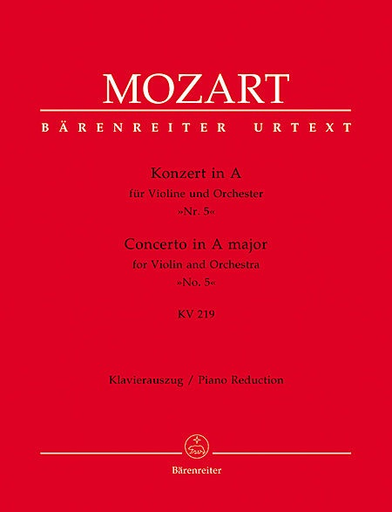 Barenreiter Mozart, W.A.: SCORE Concerto No.5 in A K.219, Barenreiter