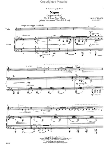 Carl Fischer Bloch, Ernest: Nigun-Improvisaton #2 from Baal Shem (violin, Piano, CD)