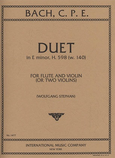 International Music Company Bach, C.P.E.: Duet in E minor, H.598 (W. 140) (violin, and flute)(two violins)