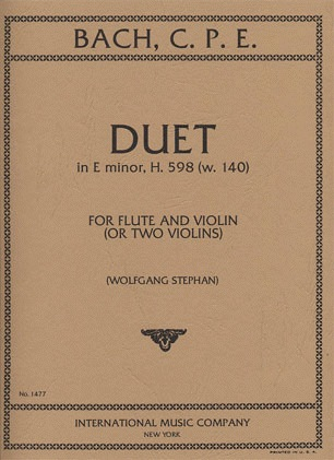 International Music Company Bach, C.P.E.: Duet in E minor, H.598 (W. 140) (violin, and flute)(two violins)