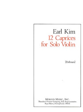 Carl Fischer Kim, Earl: 12 Caprices for Solo Violin