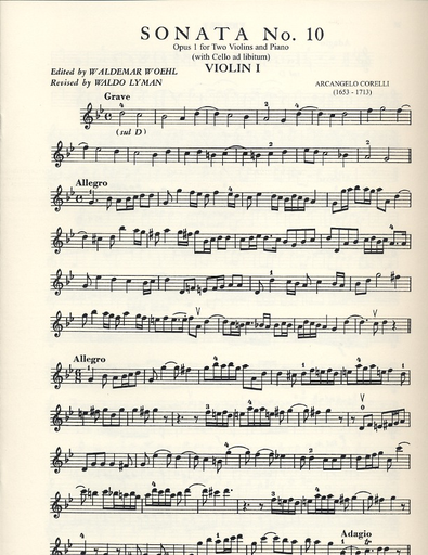 International Music Company Corelli, A. (Woehl): 12 Sonatas, Op.1, Volume IV (two violins, and piano, with Cello ad libitum) IMC