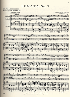 International Music Company Corelli, A. (Schaeffler): 12 Sonatas, Op.2, Volume III (two violins, and piano, with Cello ad libitum)