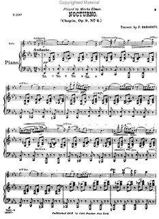 Carl Fischer Chopin, Frederic (Sarasate): Nocturno / Nocturne Op. 9 #2