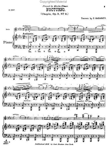 Carl Fischer Chopin, Frederic (Sarasate): Nocturno / Nocturne Op. 9 #2