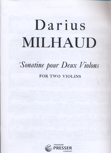 Carl Fischer Milhaud, Darius: Sonatine for Two Violins