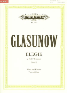 C.F. Peters Glazunov (Glasunow): Elegie (Elegy) Op. 44 in g minor (viola & piano)