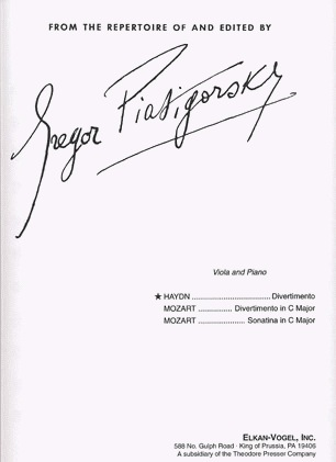 Carl Fischer Haydn, Franz J (Piatigorsky).: Divertimento in b minor (Viola and Piano) Theodore Presser