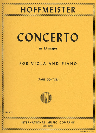 International Music Company Hoffmeister (Doktor): Concerto in D major (viola & piano) IMC