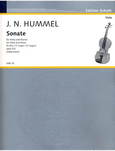 HAL LEONARD Hummel, J.N.: Viola Sonata in E flat, Op. 5 No. 3